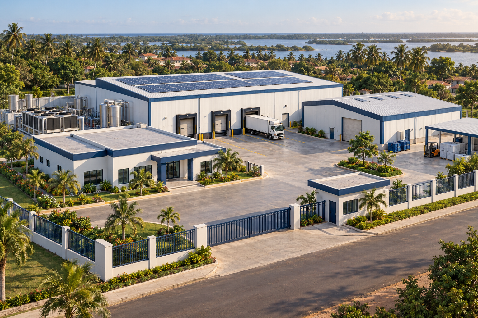 Architectural concept of a tropical refrigeration industrial park